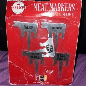 🔥 DEI BBQ Meat Markers – Set of 5 – Stainless Steel Cow Shape